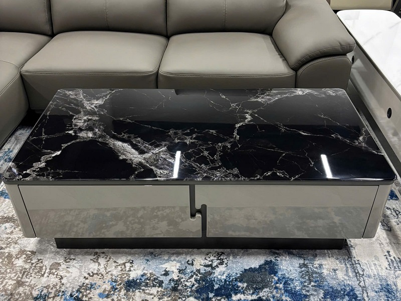 Bàn Sofa Phòng Khách 474S chất liệu mặt kính giả đá đen vân sang trọng, hiện đại