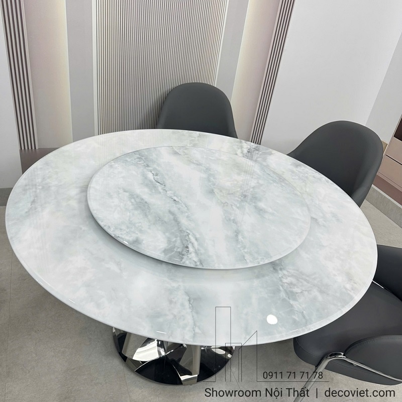 Bàn Tròn Chân Inox Mặt Đá Cao Cấp 2867S đẹp sang trọng cho chung cư, nhà phố