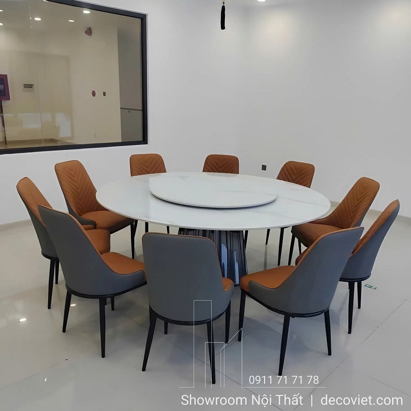 Bàn Tròn Mặt Đá 1m8 10 Ghế 2883S