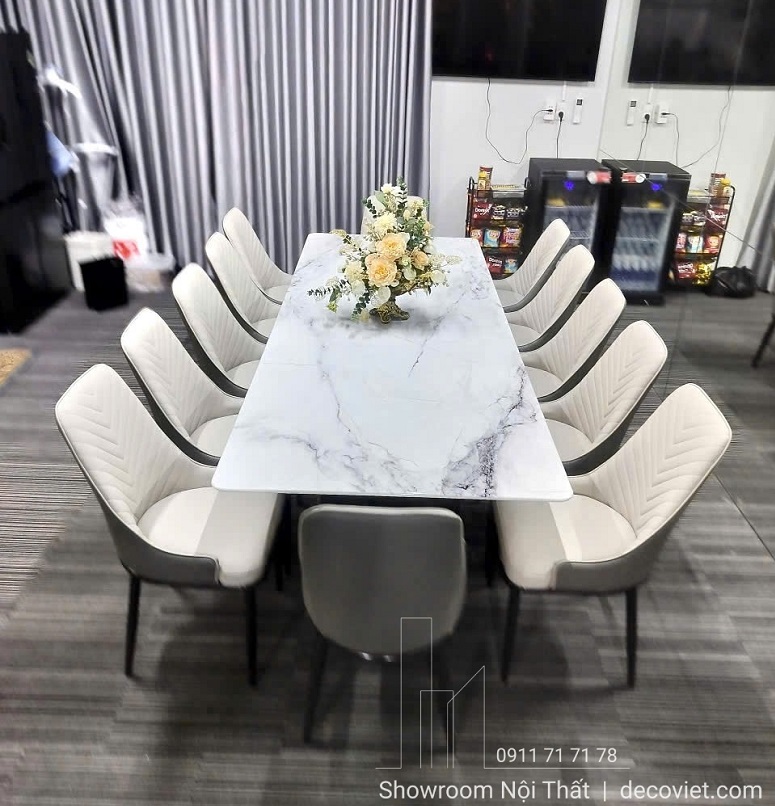 Bộ Bàn Ăn 12 Ghế Mặt Đá Cao Cấp 2861S thiết kế sang trọng, đẳng cấp cho phòng ăn nhà phố, biệt thự rộng