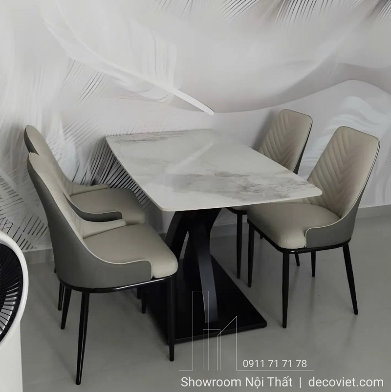 Bộ Bàn Ăn 4 Ghế Mặt Đá 2872S thiết kế nhỏ gọn cho căn hộ chung cư, nhà phố