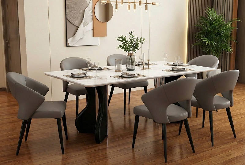 Bộ Bàn Ăn 6 Ghế Cao Cấp 2876S thiết kế hiện đại cho chung cư, nhà phố