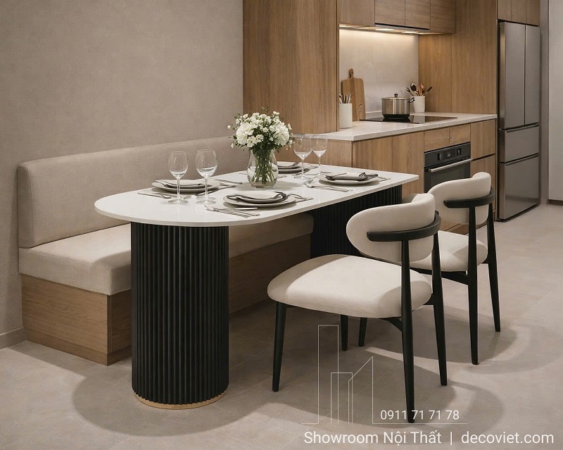 Bộ Bàn Ăn 6 Ghế Mặt Đá 2868S đẹp sang trọng cho chung cư và nhà phố hiện đại