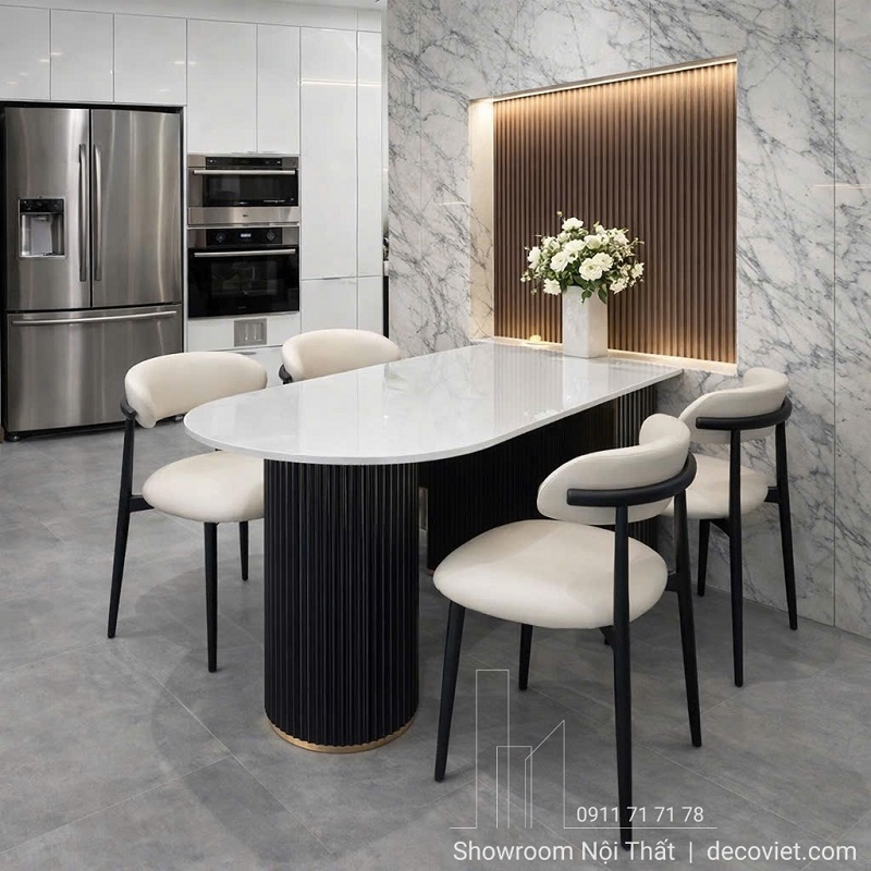 Bộ Bàn Ăn 6 Ghế Mặt Đá 2868S đẹp sang trọng cho chung cư và nhà phố hiện đại