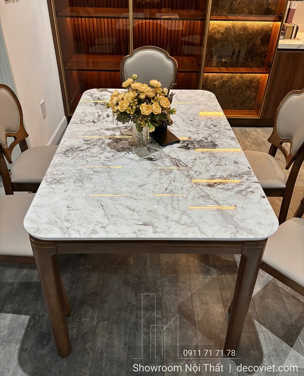 Khung bàn chắc chắn của bộ bàn ăn gỗ 6 ghế 2899S đứng dáng ổn định