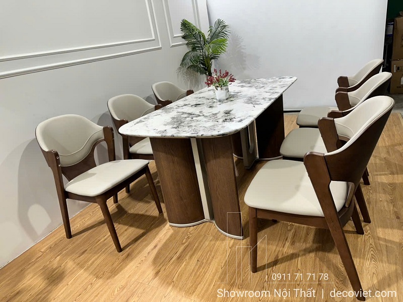 Bộ Bàn Ăn Gỗ Sồi 6 Ghế Cao Cấp 2923S