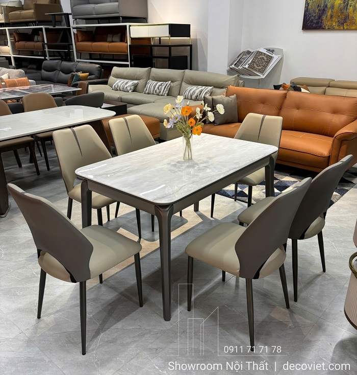 bàn ăn 6 ghế mặt đá 2922S nhỏ gọn hiện đại