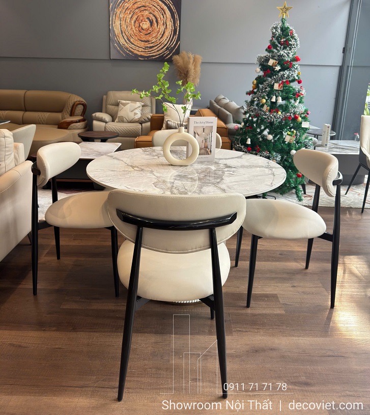 Bộ Bàn Ăn Tròn 4 Ghế Hiện Đại 2862S cho nhà phố, chung cư nhỏ sang trọng