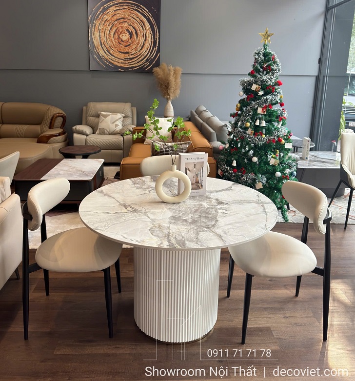 Bộ Bàn Ăn Tròn 4 Ghế Hiện Đại 2862S cho nhà phố, chung cư nhỏ sang trọng