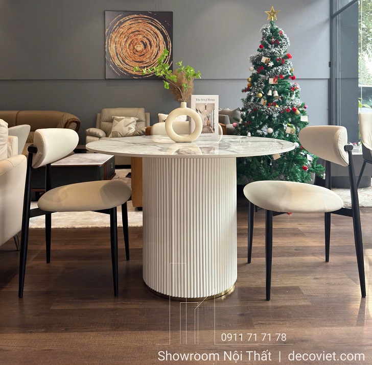 Bộ Bàn Ăn Tròn 4 Ghế Hiện Đại 2862S cho nhà phố, chung cư nhỏ sang trọng