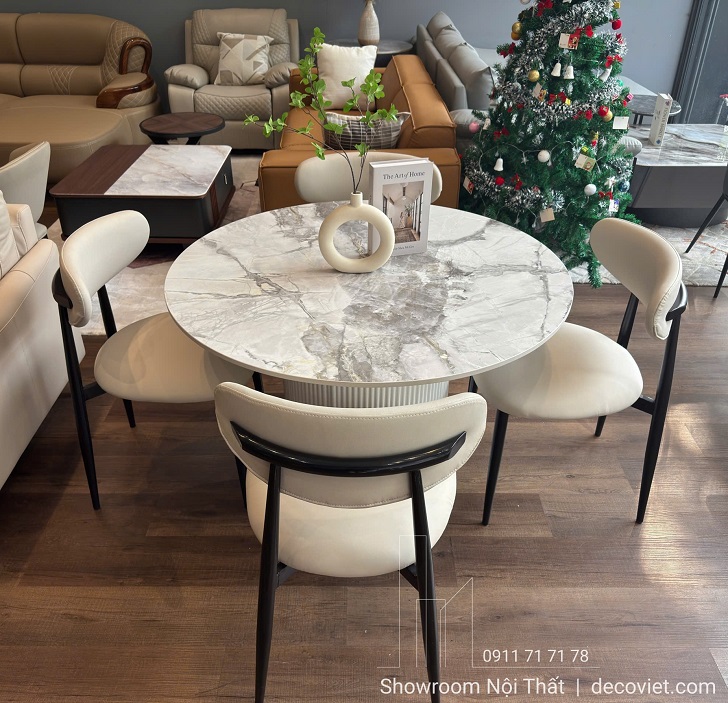 Bộ Bàn Ăn Tròn 4 Ghế Hiện Đại 2862S cho nhà phố, chung cư nhỏ sang trọng