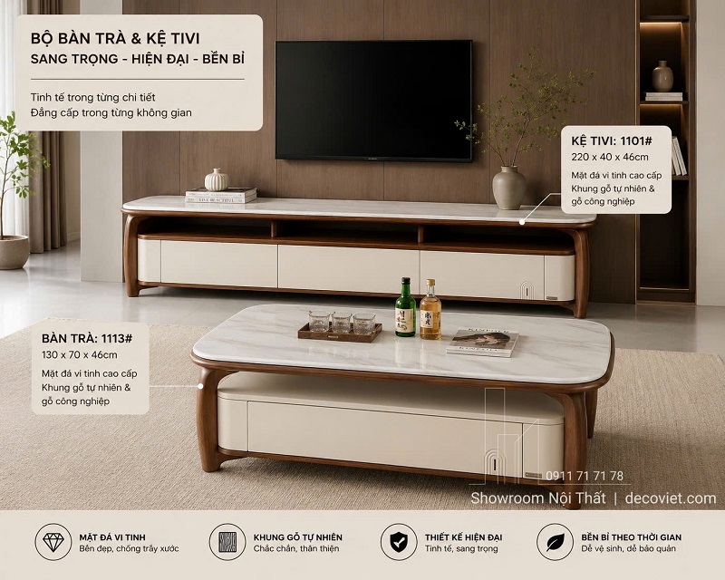 Bộ Đôi Kệ Tivi Bàn Trà Nhập Khẩu 124T