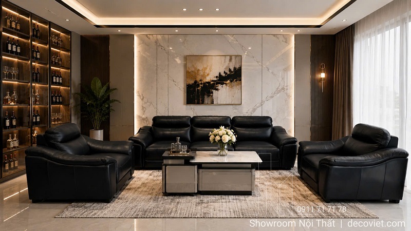 Bộ Ghế Sofa Da Bò Thật 1199T