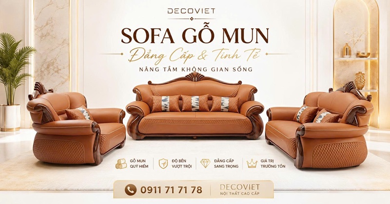 Bộ Sofa Gỗ Mun Phòng Khách 1185T