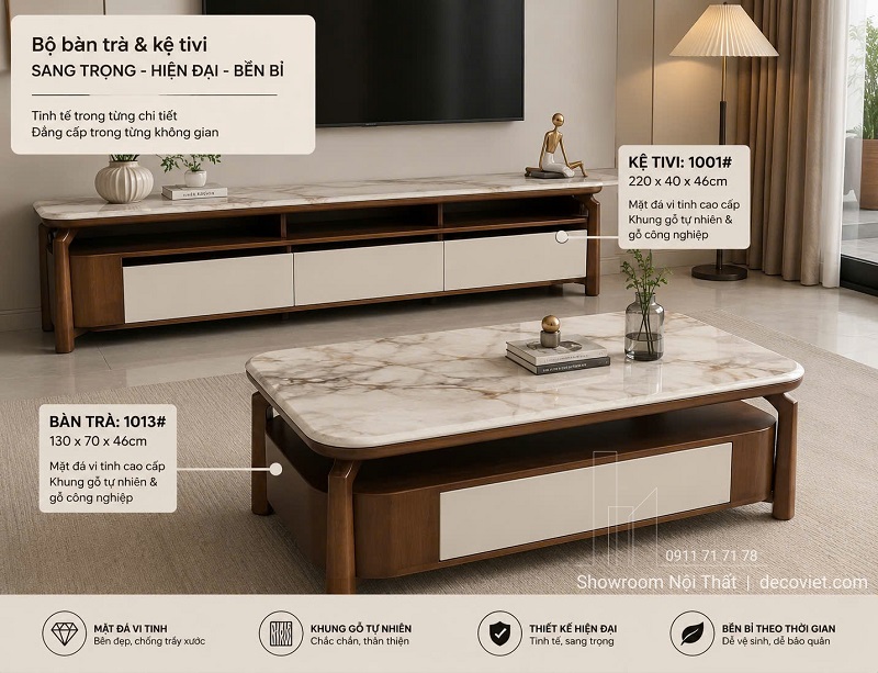 Combo Kệ Tivi Bàn Trà Gỗ 123T