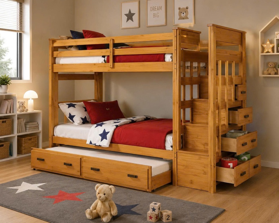 Giường Tầng Trẻ Em Thông Minh 404T – Vàng