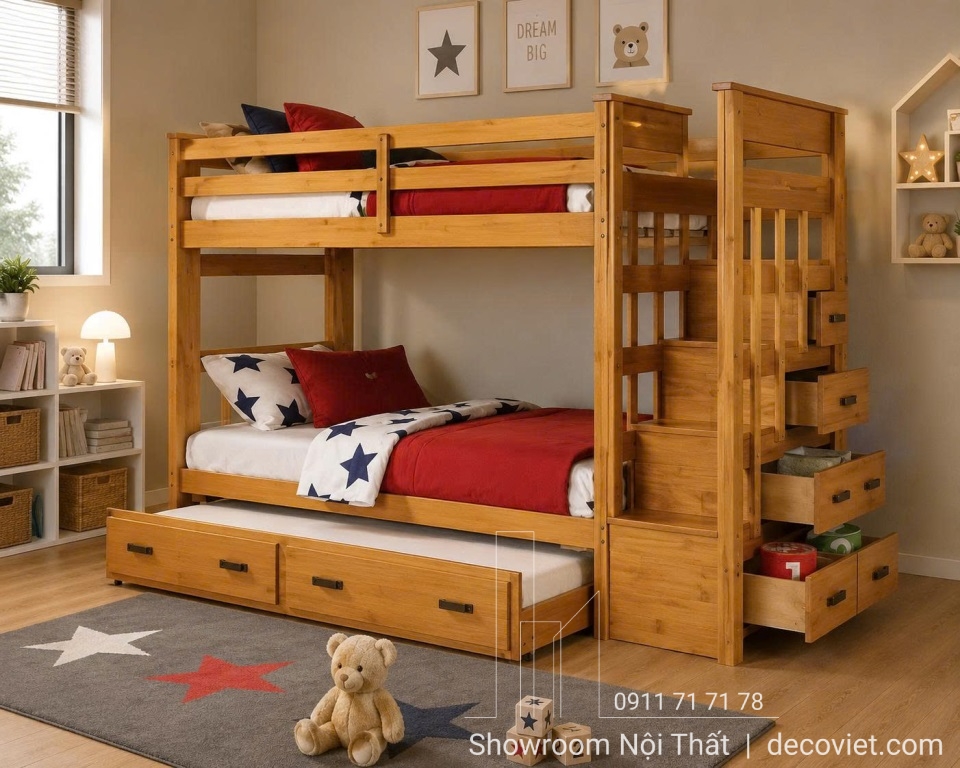 Giường Tầng Trẻ Em Thông Minh 404T – Vàng