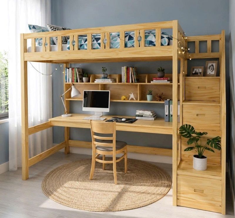 Giường Tầng Có Bàn Học 453T