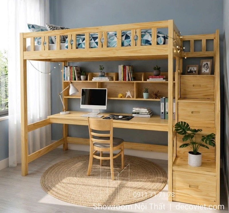 Giường Tầng Có Bàn Học 453T