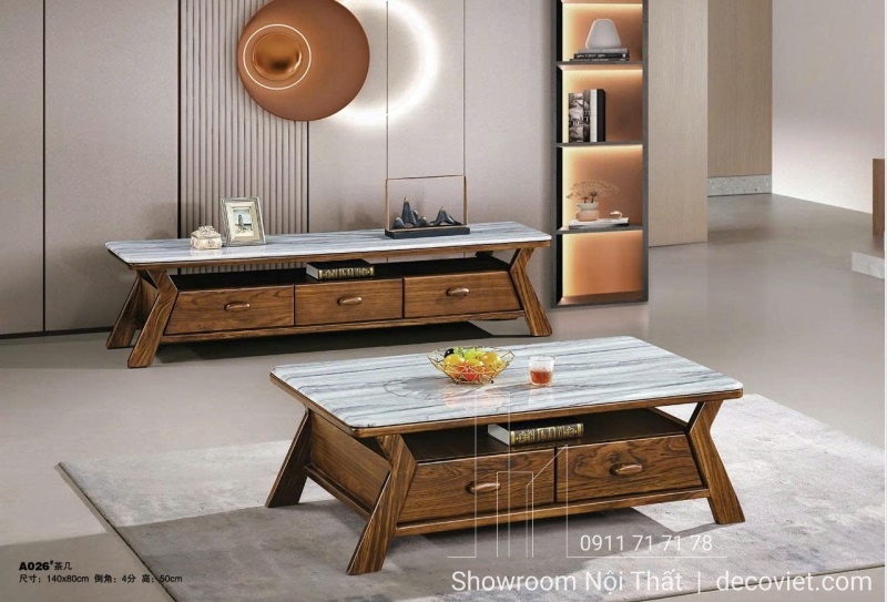 Kệ Tivi Bàn Trà Gỗ Mặt Đá 139T