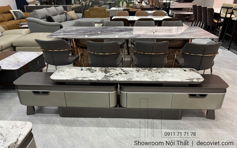 Bàn Trà Nhập Khẩu Mặt Đá 473S kết hợp kệ tivi đồng bộ sang trọng cho phòng khách