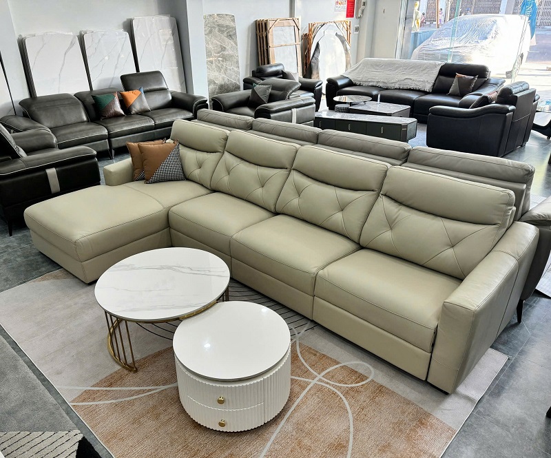 Sofa Da Bò Ý Nhập Khẩu 100% Da Bò Thật 973T