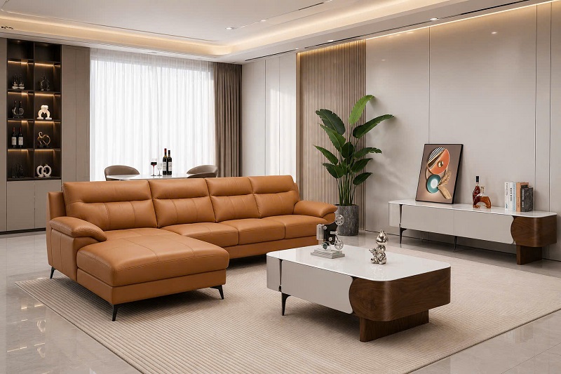 Sofa Da Bò Ý Sang Trọng 1176T