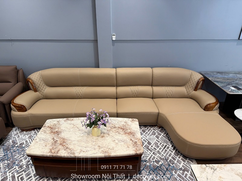Sofa Gỗ Mun Da Bò Cao Cấp 1090T