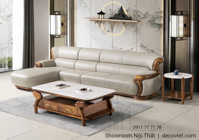 Sofa Gỗ Mun Da Bò Tiếp Xúc 1194T
