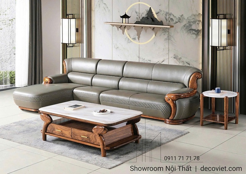 Sofa Gỗ Mun Da Bò Tiếp Xúc 1194T