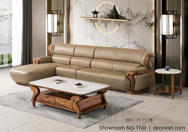 Sofa Gỗ Mun Da Bò Tiếp Xúc 1194T