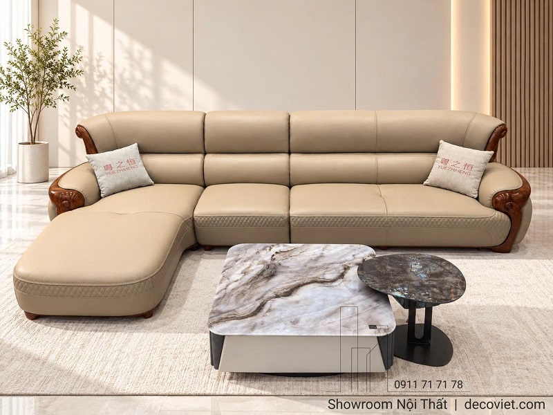 Sofa Gỗ Mun Da Bò Tiếp Xúc 1194T