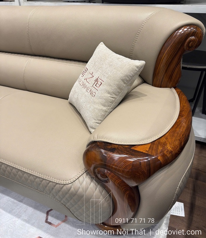 Sofa Gỗ Mun Da Bò Tiếp Xúc 1194T