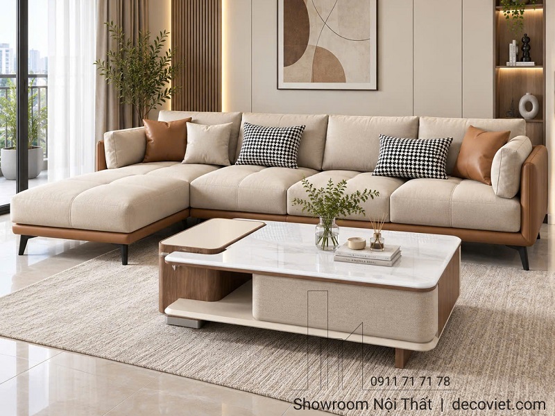 Sofa Góc Bọc Da Sinh Thái 1198T