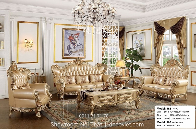 Sofa Tân Cổ Điển Da Bò Ý 1083T