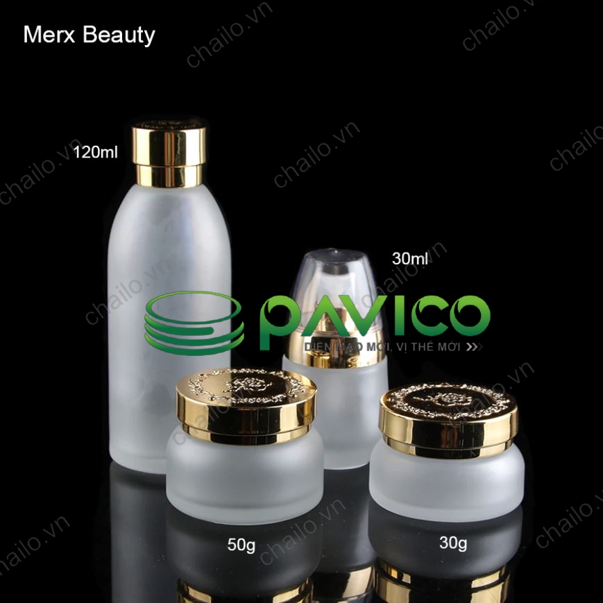 Bộ chai lọ hũ đựng kem mỹ phẩm thủy tinh phun mờ