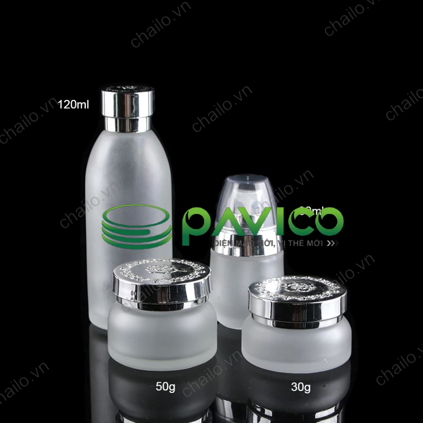 Bộ chai lọ hũ đựng kem mỹ phẩm thủy tinh phun mờ