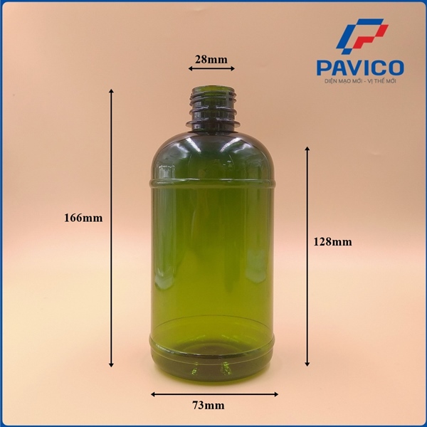 AK520-Chai PET xanh lá LOGO 520ml - 28mm - 48g