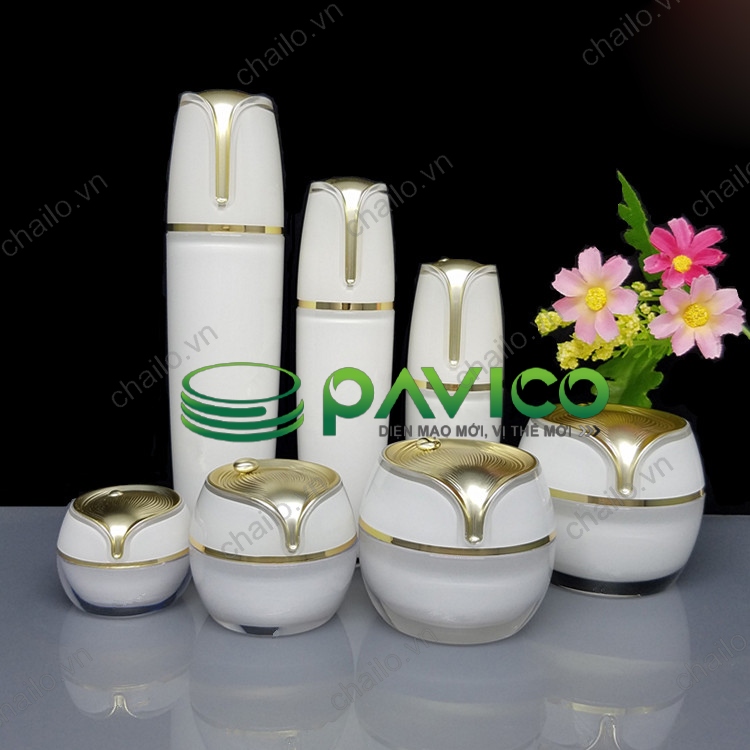 Bộ chai hũ acrylic cao cấp đựng kem mỹ phẩm