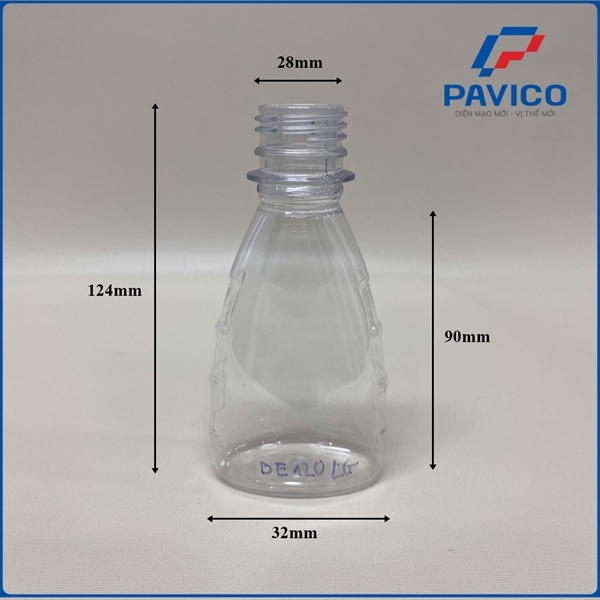 BE120-Chai PET thân dẹt 120ml-28mm