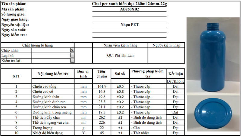 AB260-Chai PET phình cổ 250ml