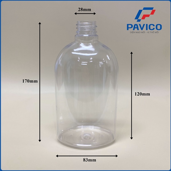 BE500-Chai pet thân dẹt 500ml-28mm