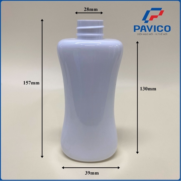 BH200-Chai PET trắng sứ dáng eo đầu bơm 200ml