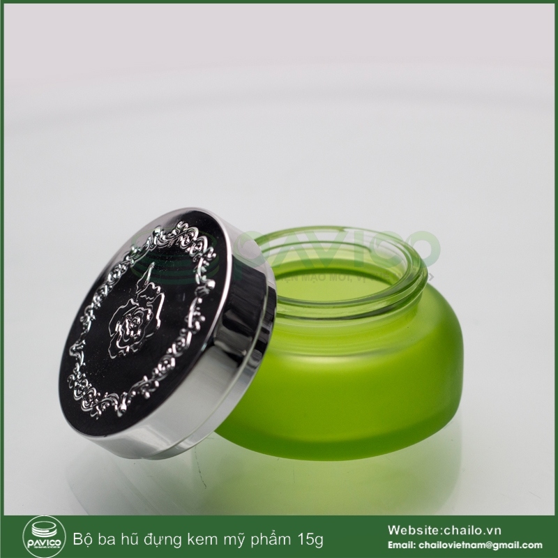 Hũ đựng mỹ phẩm thủy tinh 15g nắp họa tiết
