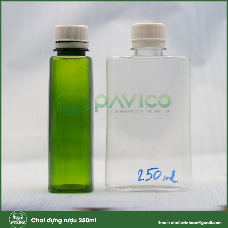 Vỏ chai nhựa đựng rượu thể tích 250ml
