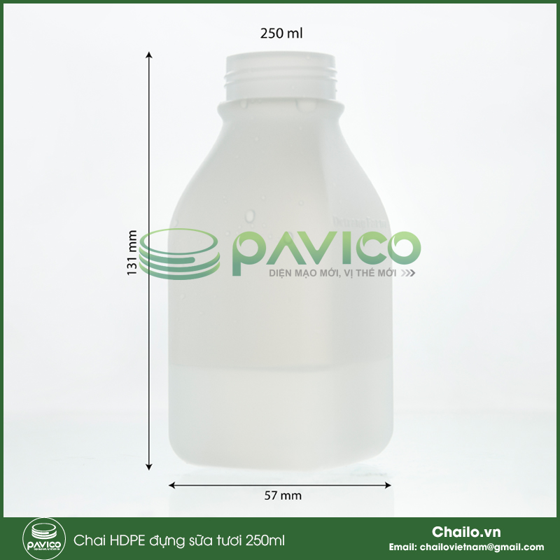 Chai nhựa HDPE đựng sữa tươi 250ml