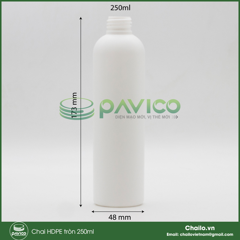 Chai nhựa HDPE 250ml tròn dài