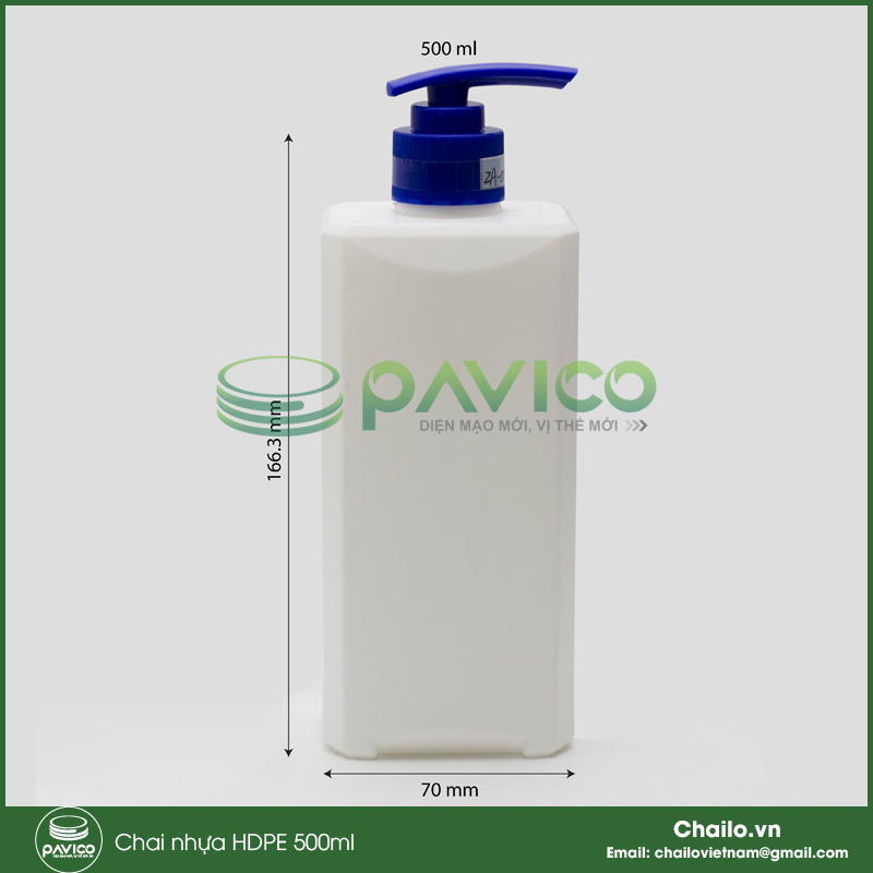 Chai nhựa HDPE vuông 500ml