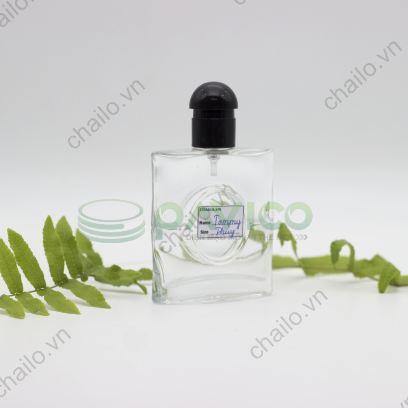 Vỏ lọ thủy tinh đựng nước hoa dạng dẹt 50ml