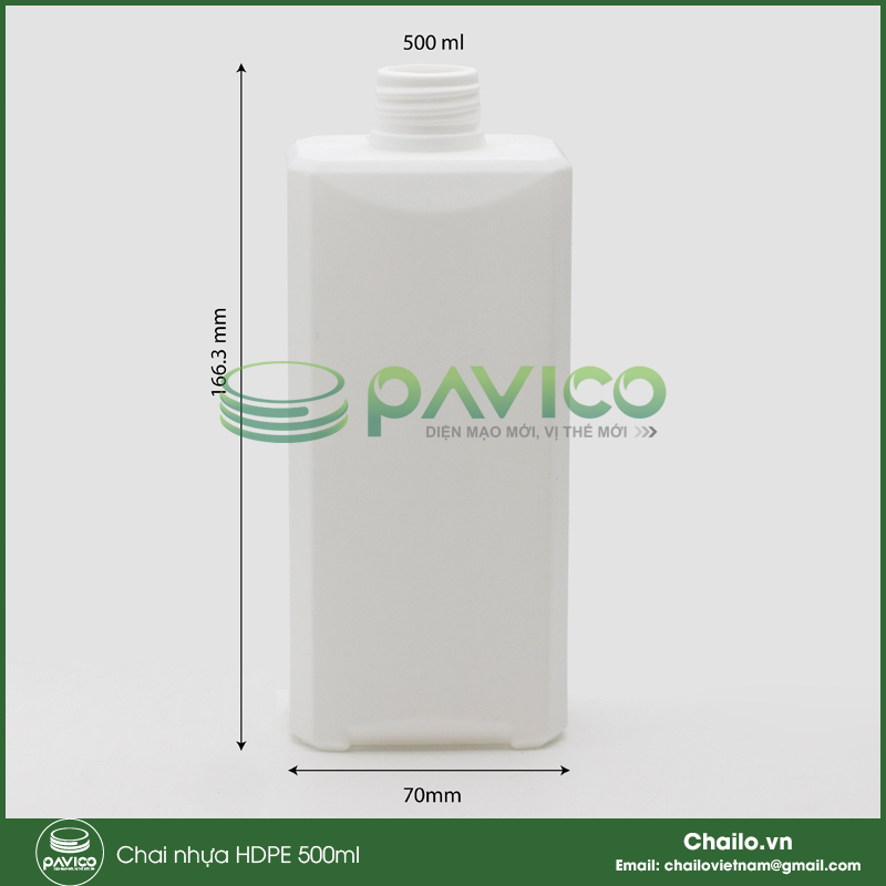 Chai nhựa HDPE vuông 500ml